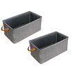 2 PCS cation storage box foldable grey Fabric iron frame clothes storage box double hand handle washable