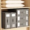 Grey Bed Sheet Organiser Storage Bag with Window and Handle for Blankets Foldable Bedding Clothes 2 Pack