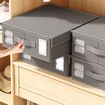 Grey Bed Sheet Organiser Storage Bag with Window and Handle for Blankets Foldable Bedding Clothes 2 Pack