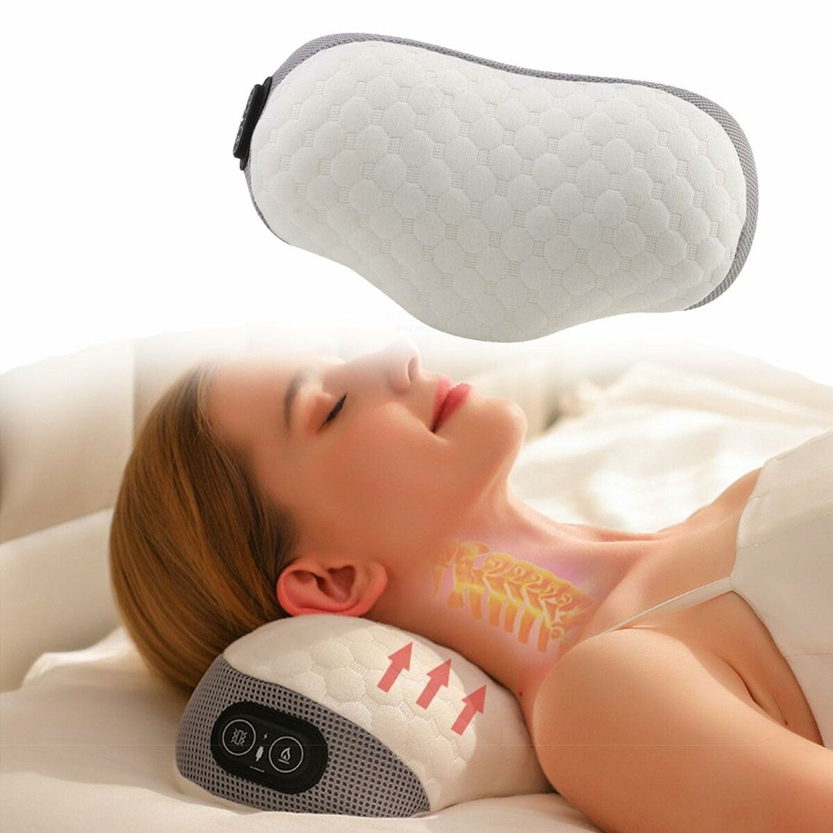 Ergonomic  EMS Neck Massager Support Improved Posture Type C power Pillow Heating and Vibration Massage