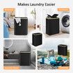 160L Laundry Basket Hamper Large Foldable Washing Bag Clothes Storage Bin Toys Organizer Sorter 2 Sections with Lids Wheels