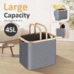 Collapsible Laundry Basket Large Washing Clothes Carrier Hamper Bathroom Organizer Foldable Toys Storage Bin with Handles 45L