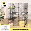 4 Tier Cat Enclosure Cage House XL DIY Metal Rabbit Hutch Ferret Bunny Crate Kitten Fence Kennel Playpen 3 Platforms 3 Ramps