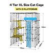 4 Tier Cat Enclosure Cage House XL DIY Metal Rabbit Hutch Ferret Bunny Crate Kitten Fence Kennel Playpen 3 Platforms 3 Ramps