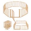 Kidbot Baby Playpen Gate 8 Panel Kids Pet Dog Wooden Safety Fence Activity Centre Play Yard Pen Foldable Travel Guard