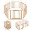 Kidbot Baby Playpen 6 Panel Kids Wooden Safety Gate Pet Dog Fence Activity Centre Play Pen Yard Foldable Travel Guard