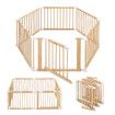 Kidbot Baby Playpen 6 Panel Kids Wooden Safety Gate Pet Dog Fence Activity Centre Play Pen Yard Foldable Travel Guard