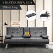 3 Seater Sofa Bed Couch Lounge Futon Mattress Guest Beds PU Leather Recliner Daybed Armchair Folding with Cup Holders