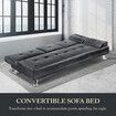 3 Seater Sofa Bed Couch Lounge Futon Mattress Guest Beds PU Leather Recliner Daybed Armchair Folding with Cup Holders