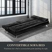 Sofa Bed Couch Lounge Futon Mattress 3 Seater Leather Recliner with Cup Holders Armchair Daybed Folding Guest Beds Black