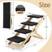 2in1 Pet Stairs Ramp Staircase Foldable 4 Steps Dog Wooden Ladder for Bed Car Couch with Non Slip Carpet