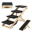 2in1 Pet Stairs Ramp Staircase Foldable 4 Steps Dog Wooden Ladder for Bed Car Couch with Non Slip Carpet