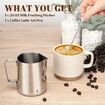 Milk Frothing Pitcher,20oz Milk Frother Cup with Clear Scale,304 Stainless Steel Cappuccino Espresso Machine Accessories for Barista Coffee Bar with Latte Art Pen,Silver