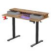 Electric Standing Desk LED Computer Sit Stand Up Table Height Adjustable RGB Light Storage Drawers Motorised Monitor Shelf