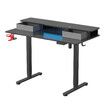 Electric Standing Desk Computer Sit Stand Up Table Height Adjustable LED RGB Light Storage Drawers Motorised Monitor Shelf Black