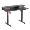 Electric Standing Desk Computer Sit Stand Up Table Height Adjustable LED RGB Light Storage Drawers Motorised Monitor Shelf Black