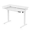 White Standing Desk Electric Sit Stand Up Table Height Adjustable LED RGB Light Computer Motorised Monitor Shelf Storage Drawer