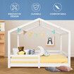 Single Size Bed Frame House Shape Childrens Mattress Base Floor Wooden Bedroom Furniture Platform Foundation with Guard Rail