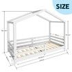 Single Size Bed Frame House Shape Childrens Mattress Base Floor Wooden Bedroom Furniture Platform Foundation with Guard Rail