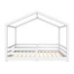 Single Size Bed Frame House Shape Childrens Mattress Base Floor Wooden Bedroom Furniture Platform Foundation with Guard Rail