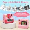 1080P Instant Print Camera for Kids,HD Digital Video Cameras with 3 Print Paper & 32G Card Gifts for Girls Boys Age 3-12 (Pink)