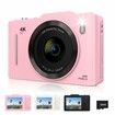 Digital Camera 4K 48MP FHD Kids Point Shoot 16X Zoom 32G Card Anti Shake Compact small Birthday Gift Teens Beginners Pink