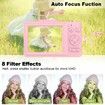 Digital Camera 4K 48MP FHD Kids Point Shoot 16X Zoom 32G Card Anti Shake Compact small Birthday Gift Teens Beginners Pink