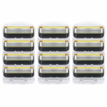 12pcs Razor Blade Shaving Razor Blade Refills for Fusion 5,Yellow New Version