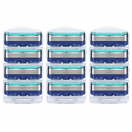 12pcs Razor Blade Shaving Razor Blade Refills for Fusion 5,Blue New Version