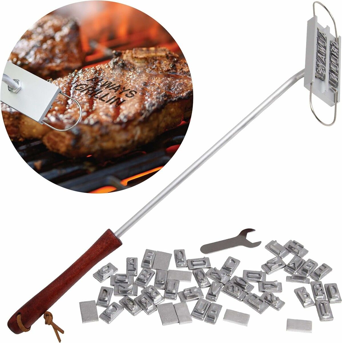 BBQ Branding Iron Set With Changeable Letters Names Alphabet Meat Branding Stick Unique Messages Steaks Chicken Sausage Tofu Grilling Tool