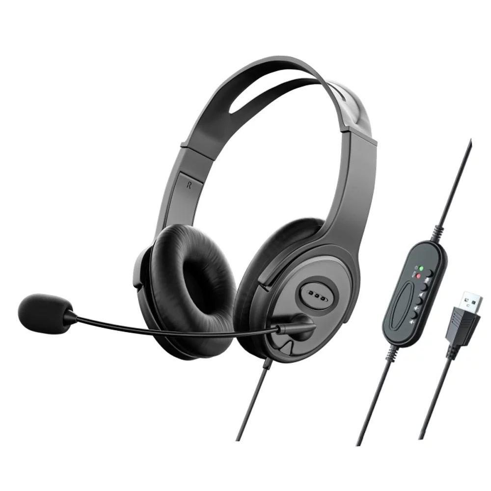 Wired Headset with Microphone for PC/Laptop,with Noise Cancelling for Home Office Online Class,Call Center,USB,In-Line Controls