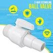 2 Way Econoline Ball Valve Replacement Compatible with Hayward Pool Filter SP0729 1.5 inch MIP x 1.5 inch,  1.25 inch ABS Plastic Non Corrosive Max. 50 Psi Pressure Rating White 1 Pack