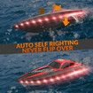 2.4Ghz RC Boat 30KMH Fast with Lights for Pools and Lakes with 2 Rechargeable Batteries Toys Gifts Color Red