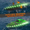 2.4Ghz RC Boat 30KMH Fast with Lights for Pools and Lakes with 2 Rechargeable Batteries Toys Gifts Color Green