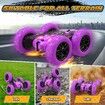 Remote Control Car,360 Flips Rotating Stunt RC Cars,Double Sided RC Car with LED Lights,2.4Ghz All Terrain Rechargeable Electric Drift Car Toys for Ages 3+ Birthday Gift (Purple)