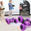 Remote Control Car,360 Flips Rotating Stunt RC Cars,Double Sided RC Car with LED Lights,2.4Ghz All Terrain Rechargeable Electric Drift Car Toys for Ages 3+ Birthday Gift (Purple)