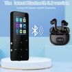 16GB MP3 Player Bluetooth 5.0 1.8-inch Screen Touch Buttons Portable Hi-Fi Lossless Music Player Speaker with FM Radio Recorder Alarm Clock Wired Headphones (Black)