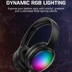 Wireless Bluetooth Headphones with ANC Microphone, Rainbow RGB Lights Foldable Over-Ear Headphones with Music & Game Mode for Travel Home Office