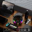 Wireless Bluetooth Headphones with ANC Microphone, Rainbow RGB Lights Foldable Over-Ear Headphones with Music & Game Mode for Travel Home Office