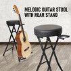 Foldable Guitar Stool Player Practice Chair Padded Seat with Rear Mounted Acoustic Electric Bass Instrument Stand Holder Hanger