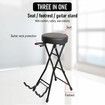 Foldable Guitar Stool Player Practice Chair Padded Seat with Rear Mounted Acoustic Electric Bass Instrument Stand Holder Hanger