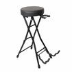 Foldable Guitar Stool Player Practice Chair Padded Seat with Rear Mounted Acoustic Electric Bass Instrument Stand Holder Hanger