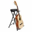 Foldable Guitar Stool Player Practice Chair Padded Seat with Rear Mounted Acoustic Electric Bass Instrument Stand Holder Hanger