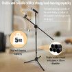 Microphone Mic Stand Boom Arm Holder Floor Tripod Foldable Adjustable Lightweight Black