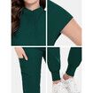 Scrubs Set for Women Nurse Uniform Jogger Suit Stretch Top & Pants with Multi Pocket for Nurse Esthetician Workwear (Green,Size:XX-Large)