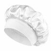 Solid Color Shower Cap for Women Satin Wide-Brimmed Bath Cap Reusable Shower Cap for All Hair Lengths (White)