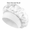 Solid Color Shower Cap for Women Satin Wide-Brimmed Bath Cap Reusable Shower Cap for All Hair Lengths (White)