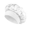 Solid Color Shower Cap for Women Satin Wide-Brimmed Bath Cap Reusable Shower Cap for All Hair Lengths (White)