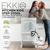 EKKIO Folding Kitchen Kids Step Stool with Chalkboard- Saturn, Moon, Square and Star Shape Design (White) EK-KSS-100-LFA