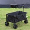 KILIROO Folding Wagon Trolley Cart with Wide Wheels and Rear Tail Gate (Black) KR-CPC-101-RJ